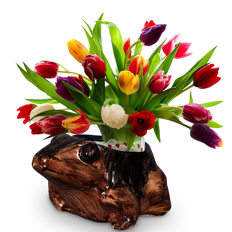 RAJ ROYAL Handcrafted Ceramic Frog Shape Flower Vase for Living Room Handmade Decorative Vases Pot Planter for Garden for Home Office Decoration Pots for Office Home Makeover - 1 Piece